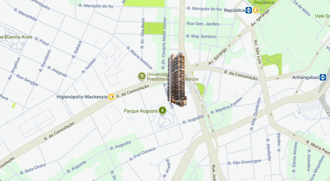 Mapa da localização do Verde Città